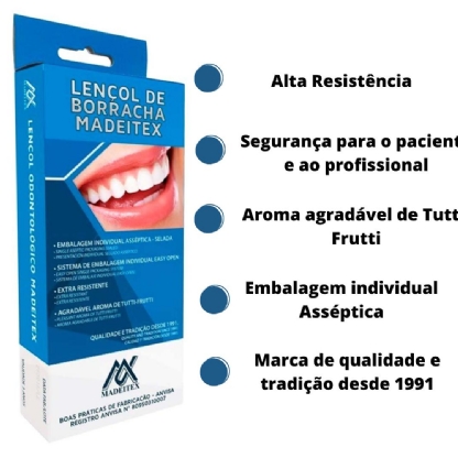 Lençol de Borracha Odontológico Azul com 26un Madeitex